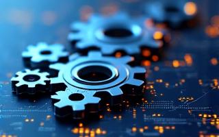 歯車とグラフが散りばめられた抽象的な画像。リスク評価と内部統制の概念を示唆する。